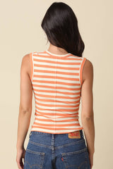Striped V-Neck Tank Top: Dk Blue Navy