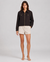 Women’s Cropped Faux Wool Jacket: OATMEAL / L
