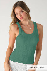NS8458 - Reversible Lace Textured Tank Top: 2251 Crown Blue