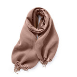 Fashion Scarf - Soft Faux Cashmere with Tassels_CWASC0174: DARKGREEN / (OS) 1