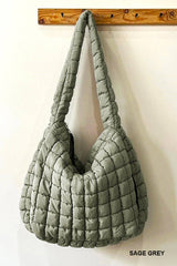 Premium Oversized Quilted Carryall Crossbody Bag: SAGE GREY / 1 (ONE SIZE)