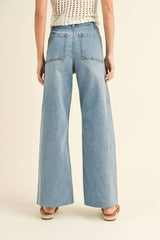Brown Straight Leg Wide Denim