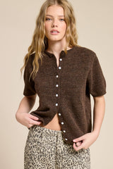 Short Sleeve Button Down Cardigan