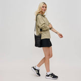 Jace Water Bottle Nylon Puffer Crossbody: Black