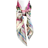 Wrapables Silk Satin Floral Neckerchief 35 x 35 Inch Square Scarf: Silhouette