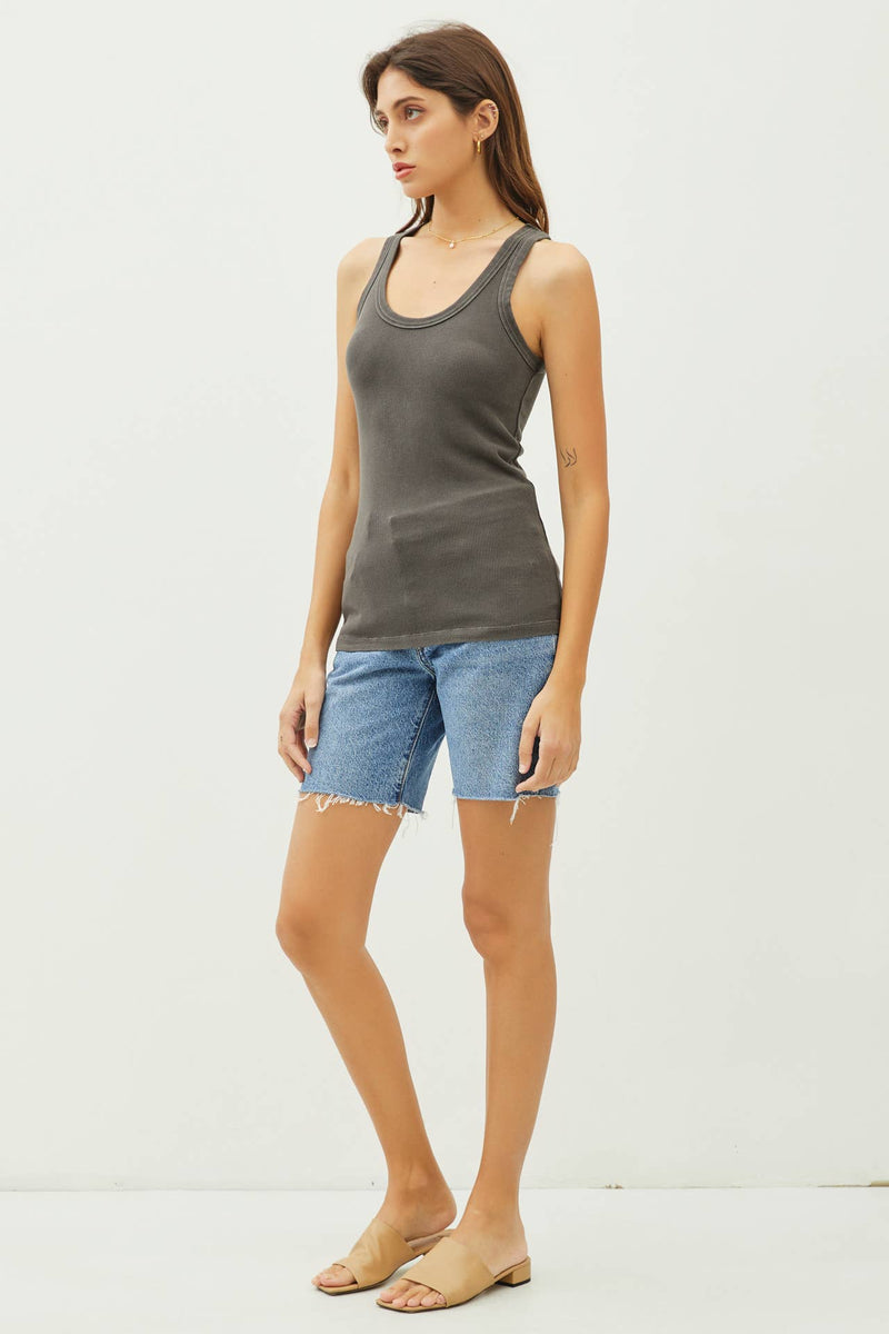 Taupe Ribbed Tank Top
