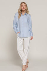 Long Sleeve Linen Blend Shirt NATURAL