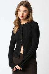 Haley Knit Button Top: Burgundy