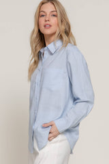 Long Sleeve Linen Blend Shirt NATURAL