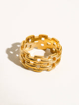 Roxie 18K Gold Non-Tarnish Braided Chain Ring: Yellow Gold / 8