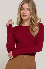 Navy Crew Neck Viscose Rib Sweater