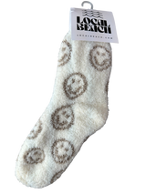 Smiley Local Beach Cozy Socks: Black/Cream Pair