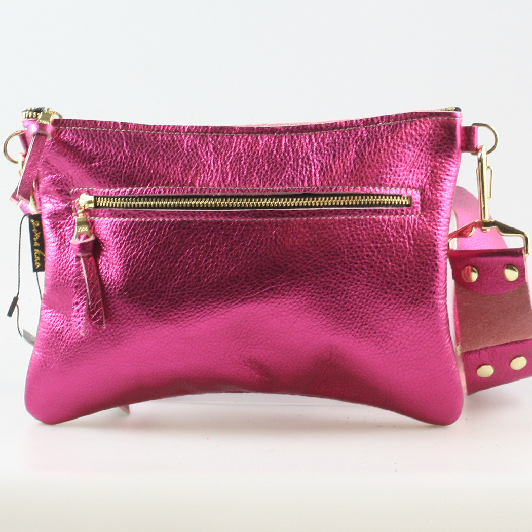 The Metallic Rita Crossbody and Hipbag: Pewter