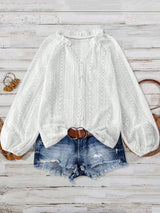 Lace V-Neck Button Down Blouse