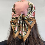 Wrapables Women's Satin Square Scarf, 26.5 x 26.5 Inch Neckerchief, Pink Insignia