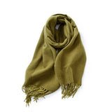 Fashion Scarf - Soft Faux Cashmere with Tassels_CWASC0174: DARKGREEN / (OS) 1