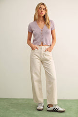 T6284   CAP SLEEVE BUTTON FRONT TOP: BEIGE / L