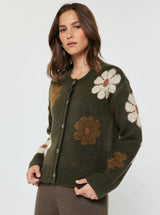 Floral Knit Sweater Cardigan