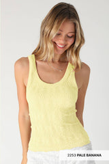 NS8458 - Reversible Lace Textured Tank Top: 7 White