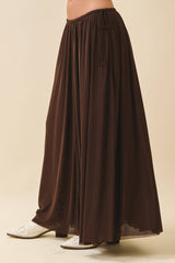 Flowy Mesh Maxi Skirt: Chocolate