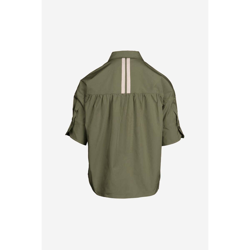 Boxy Half Sleeve Blouse With Stripe Accents