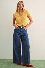 T6284   CAP SLEEVE BUTTON FRONT TOP: BEIGE / L