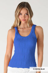 Reversible Lace Textured Tank Olive