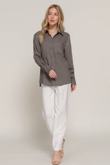 Long Sleeve Linen Blend Shirt NATURAL