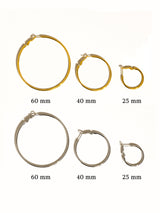 Eska 18K Gold Non-Tarnish Classic Thin Hoop Earring: Silver / 40 MM