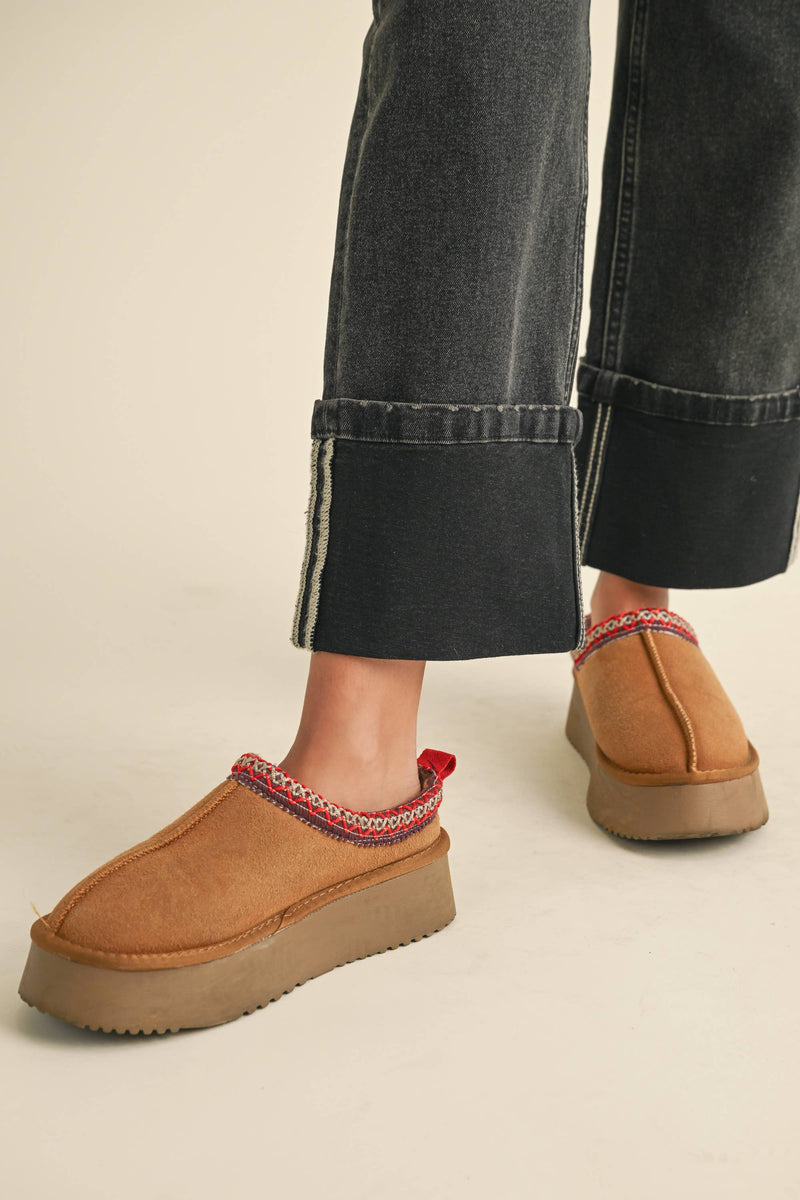 Cuffed Bottom Black Denim Pant