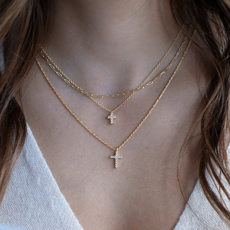 Tiny Cross Necklace: Gold