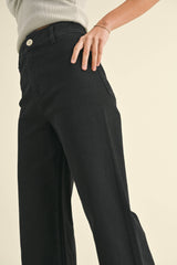 MMP623   STRAIGHT WIDE LEG DENIM PANTS: ECRU / L