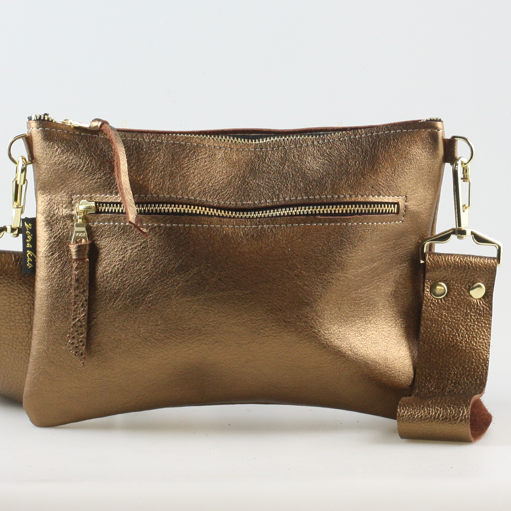 The Metallic Rita Crossbody and Hipbag: Jet
