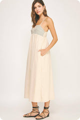 Top Stitch Bustier Linen Midi