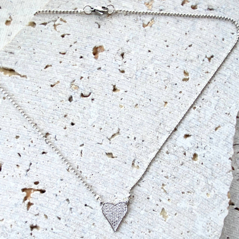 Silver tiny heart ball chain 18”: Gold / 18”