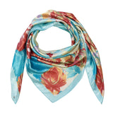Wrapables Silk Satin Floral Neckerchief 35 x 35 Inch Square Scarf: Silhouette
