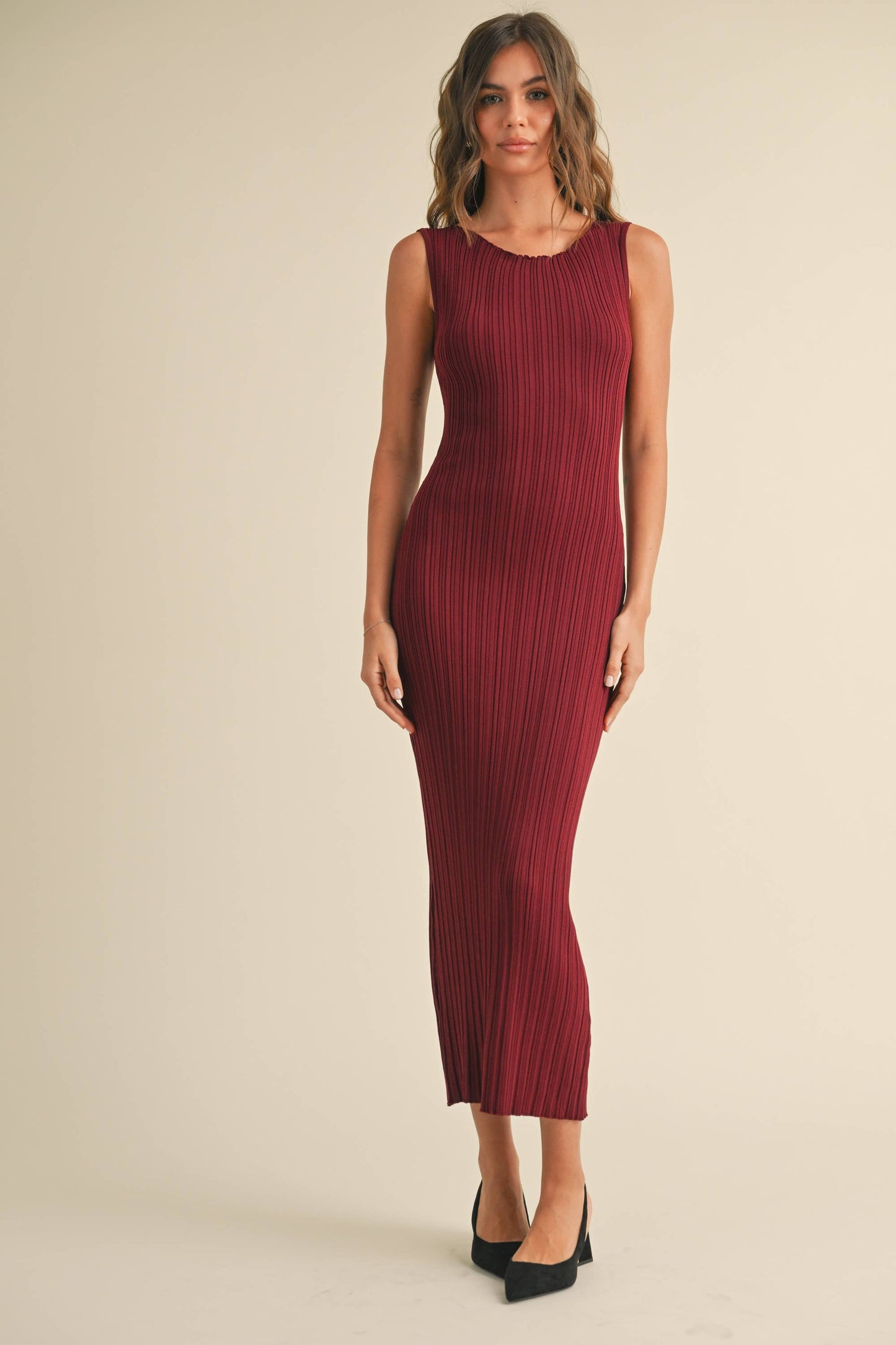 Rib Knitted Dress Hunter