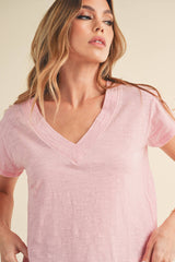 Crop V Neck Tee PINK