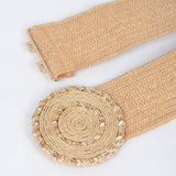 Faux Straw Elastic Belt: Ivory