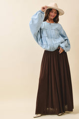 Flowy Mesh Maxi Skirt: Chocolate