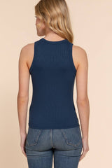 Sleeveless Crew Neck Rib Knit Top