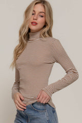 Stripe Long Sleeve Turtle Neck