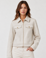 Women’s Cropped Faux Wool Jacket: OATMEAL / L