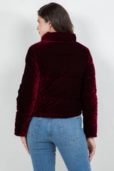 Quilted Velvet Jacket with Sherpa Lining: Navy / L