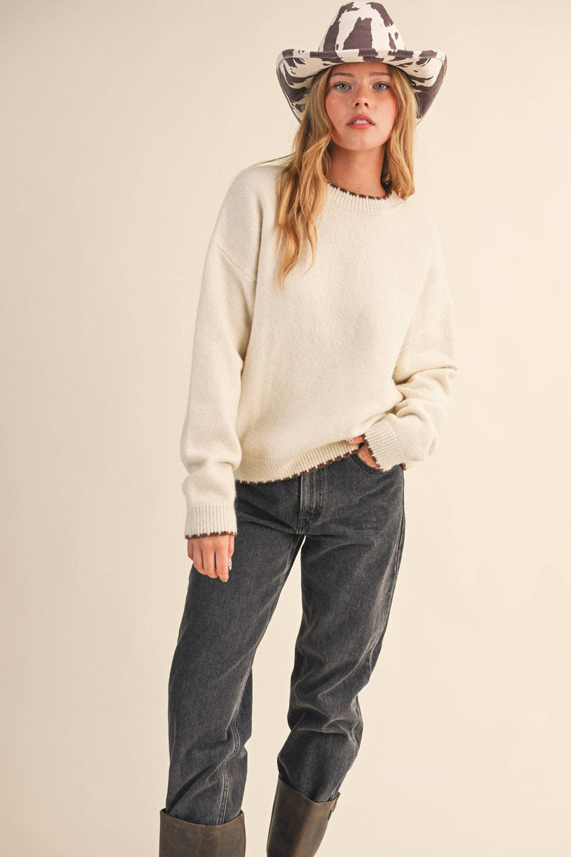 Olive Contrast Trim Sweater