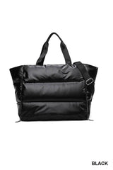 Puffy Quilted Waterproof Travel Sports Tote Bag: SILVER / 1 (ONE SIZE)