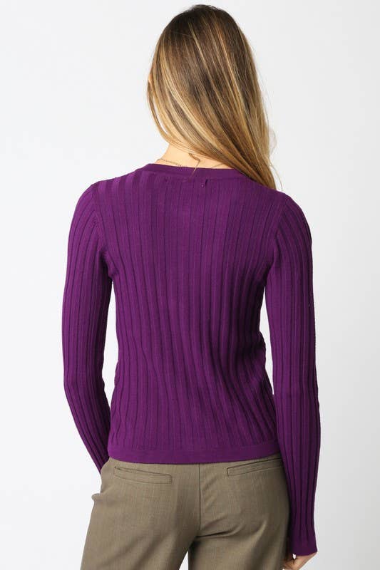 Haley Knit Button Top: Black