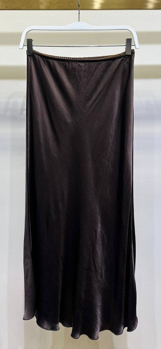Silky chocolate slip Skirt