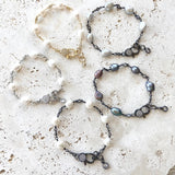 Fresh water pearl bracelet boutique salon jewelry beach sea: White pearl gold chain