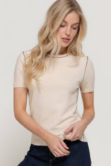 Short Sleeve Round Neck Knit Top